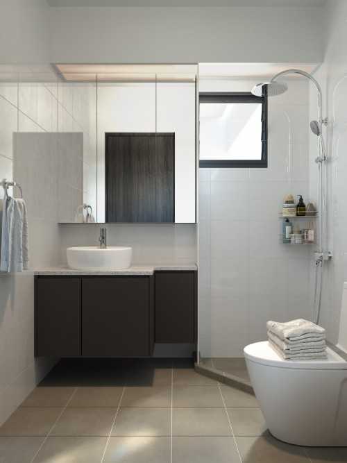 Modern Bathroom at Premium HDB Apt @ Ghim Moh Edge