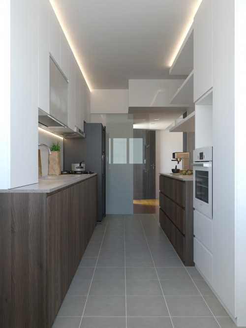 Contemporary Kitchen at HDB Apt @ Sumang Lane