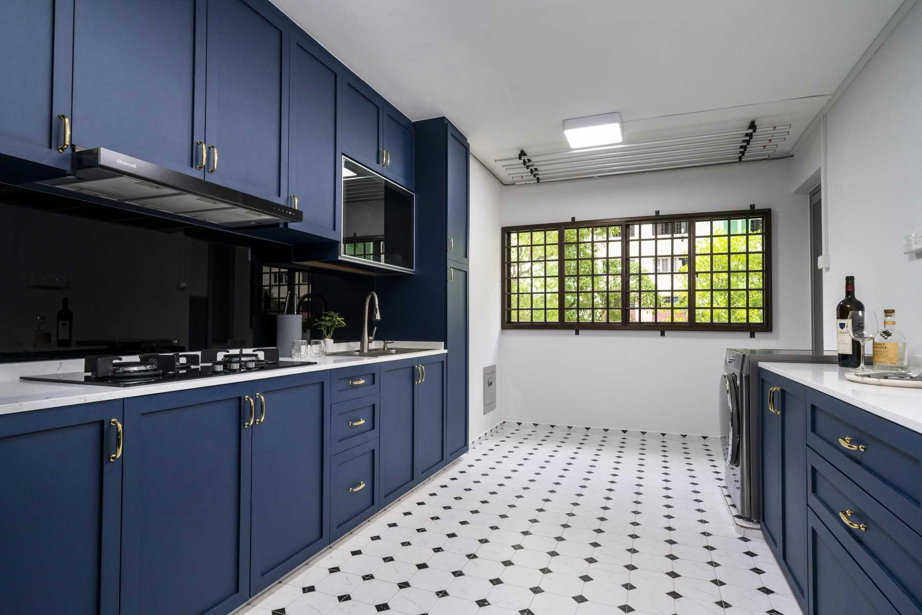 Minimalist Kitchen with Countertop and Kitchen Window