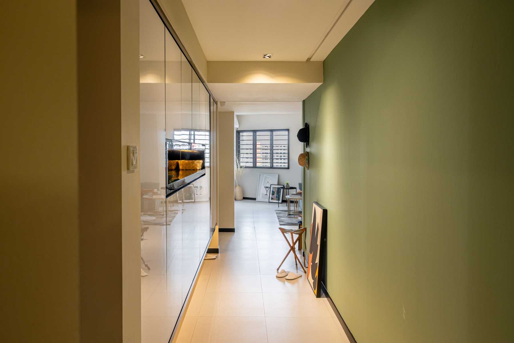 Modern Hallway with Artwork and Downlights