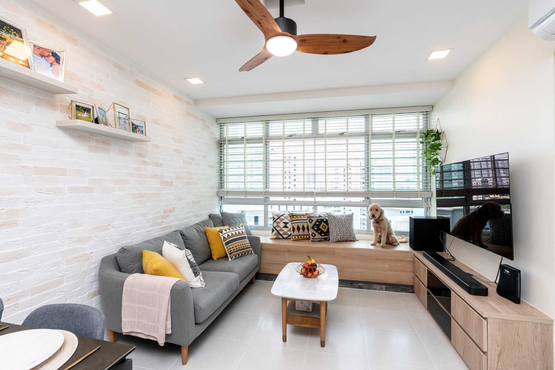 Modern Living Room with TV Console and Feature Wall