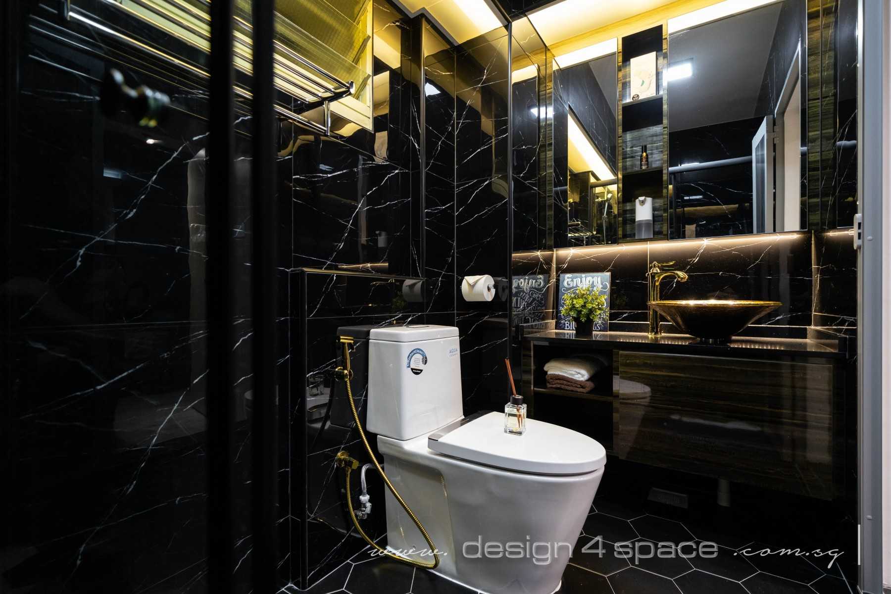 Modern Bathroom with Homogeneous Tiles and Mirror