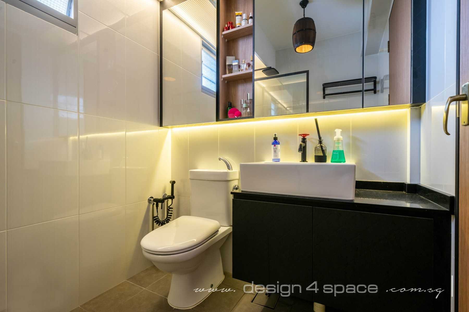 Industrial Bathroom with Countertop and Bathroom Storage