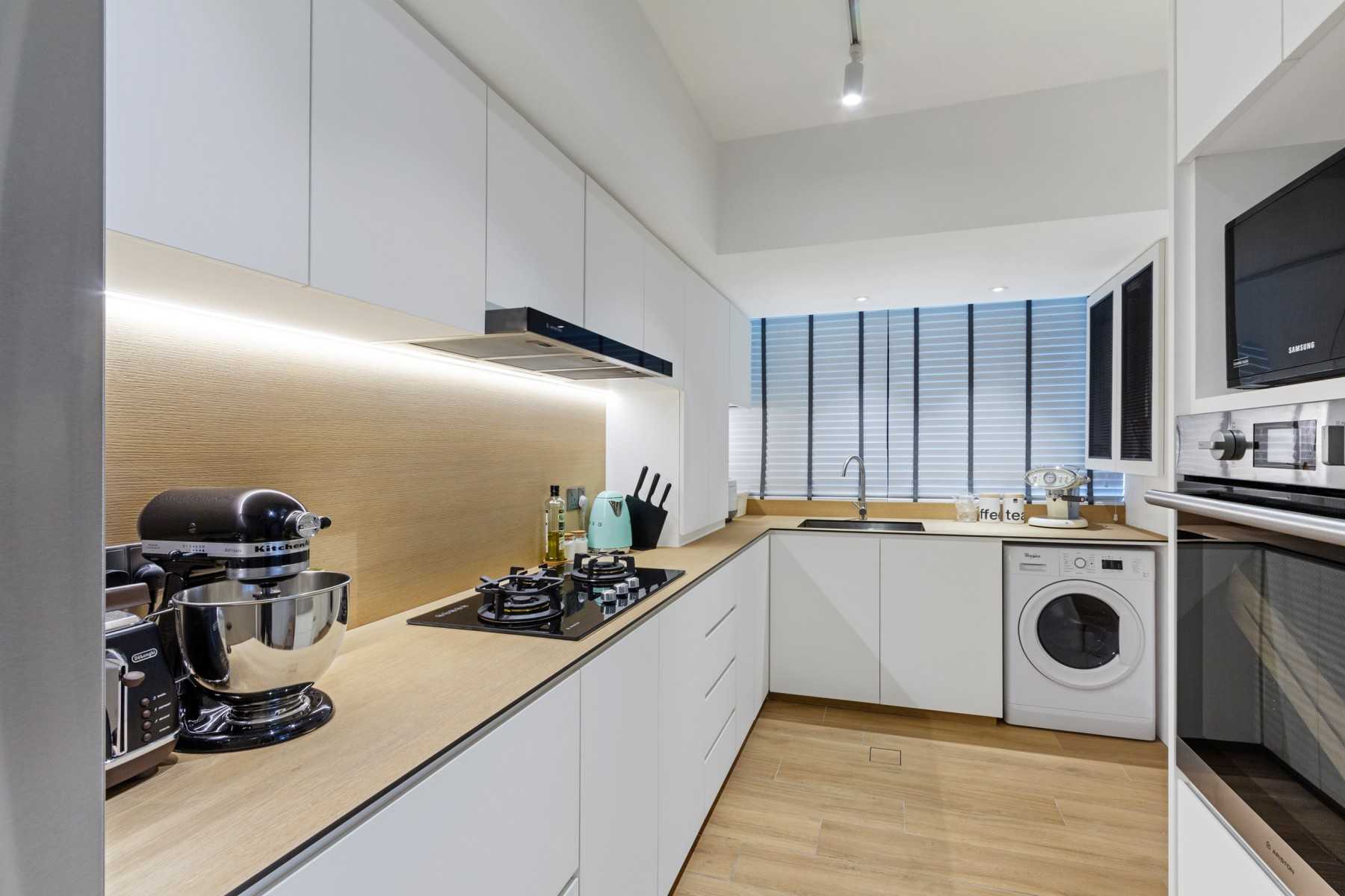 Minimalist Kitchen with Countertop and Vinyl Flooring