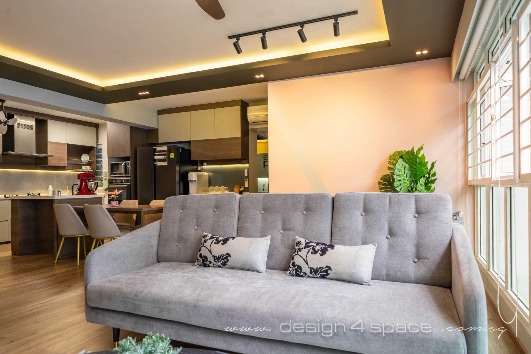 Modern Living Room with Vinyl Flooring and Sofa