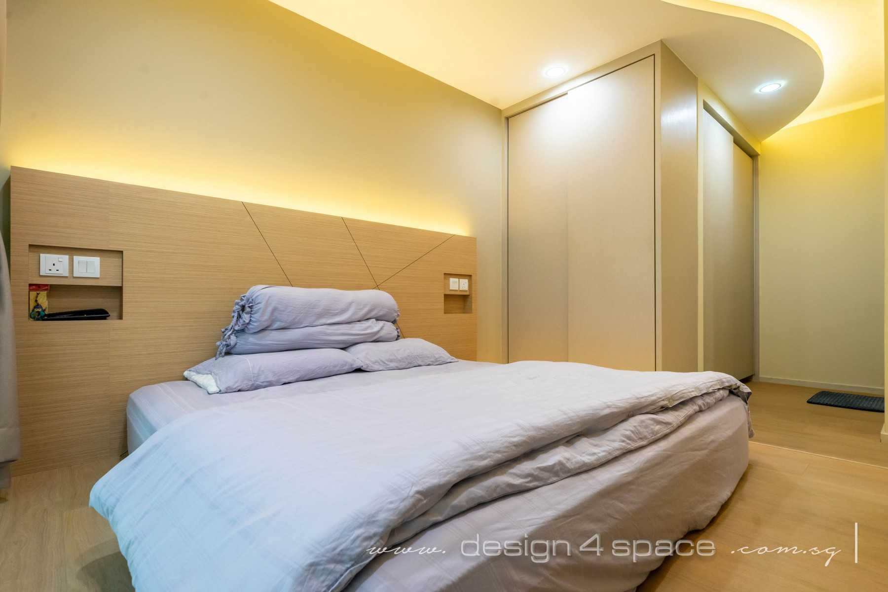Modern Bedroom with Platform Bed and Vinyl Flooring
