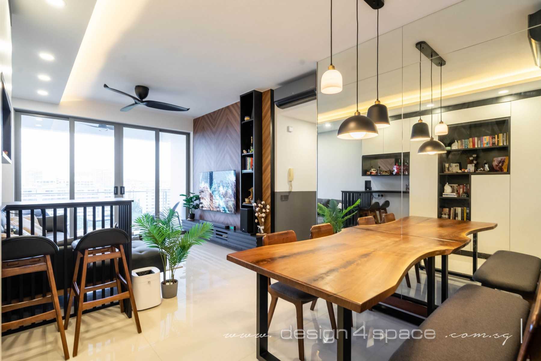 Modern Living Room with TV Console and Mirror