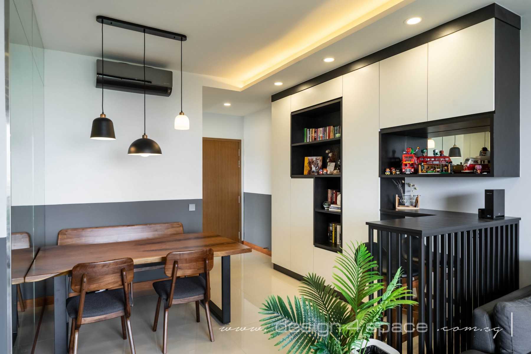 Modern Dining Room with Drop Light and Dining Table