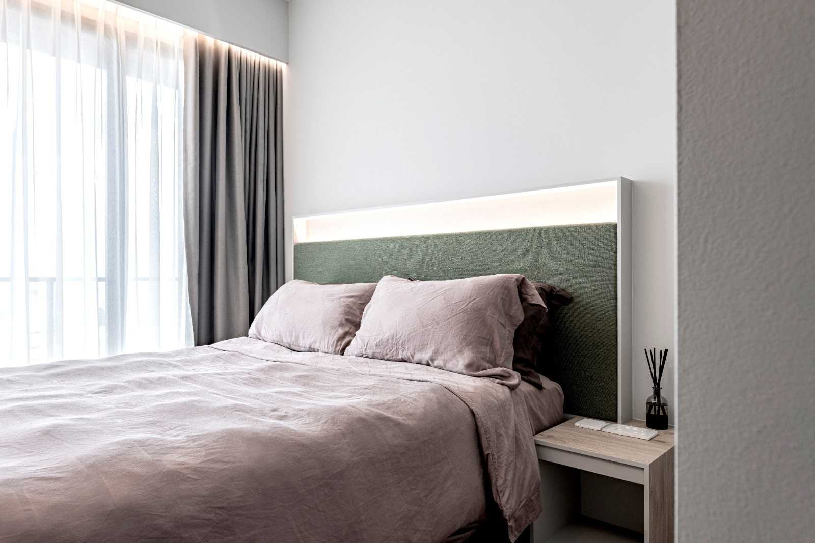 Modern Bedroom with Built-in Bed and Bedside Table