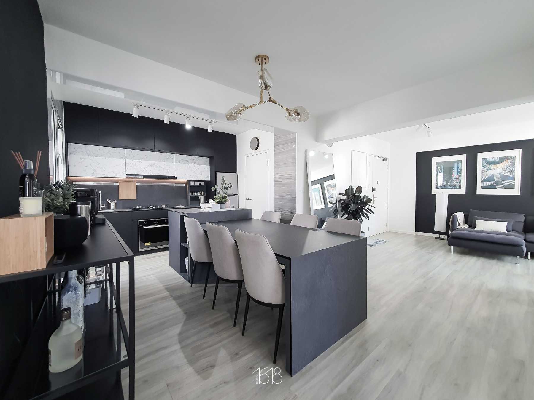 Minimalist Kitchen with Countertop and Vinyl Flooring