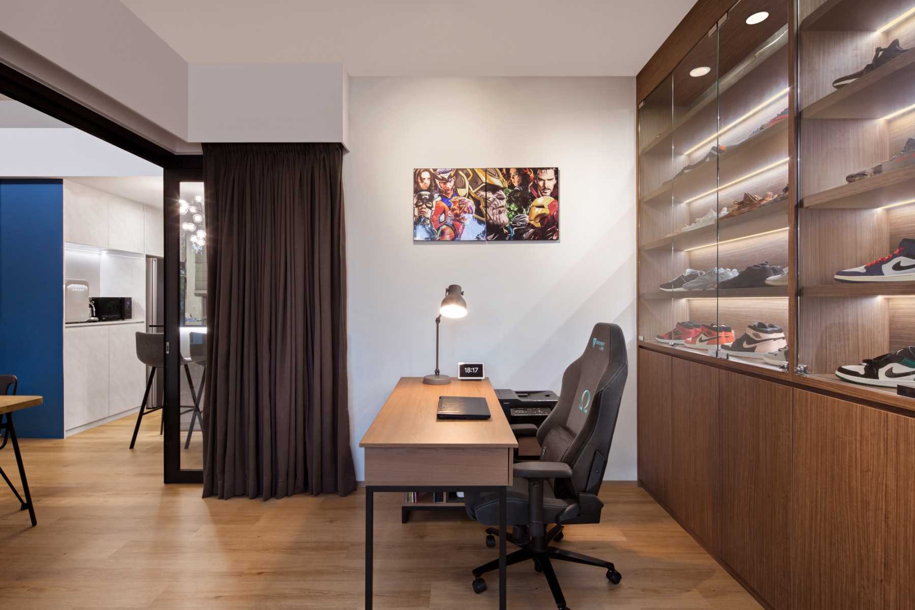 Contemporary Study with Cove Lighting and Desk