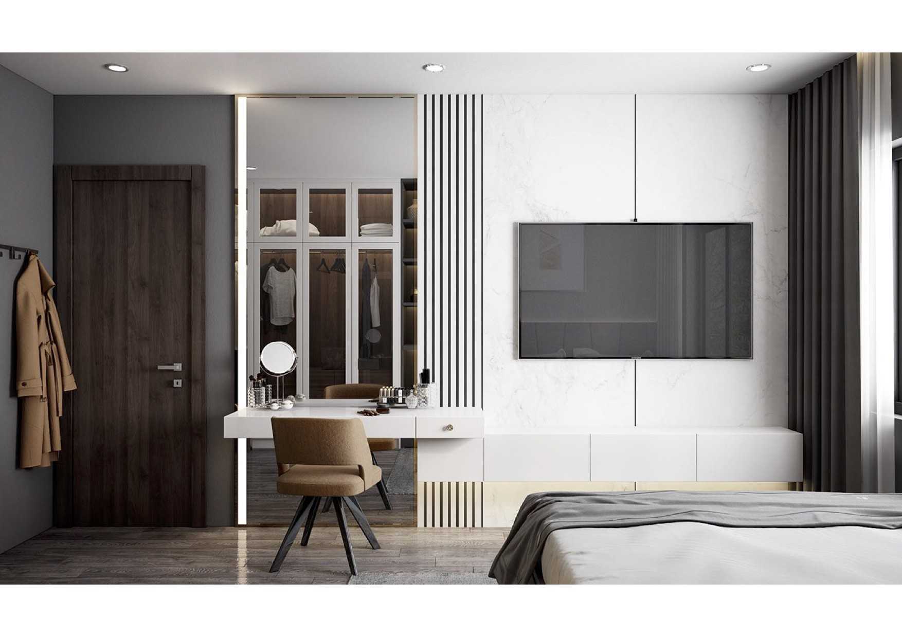 Modern Bedroom with Built-in Bed and Closet
