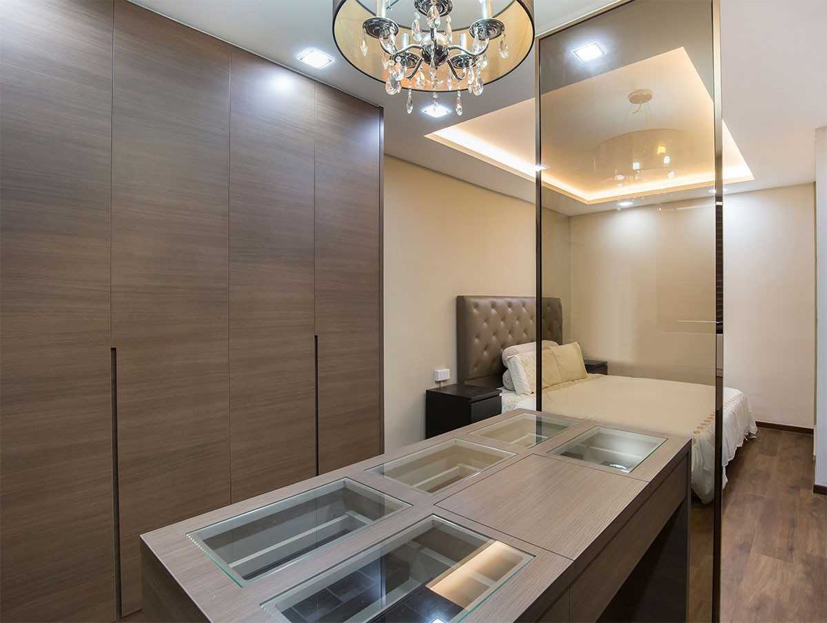 Modern Bedroom with Cove Lighting and Drop Ceiling