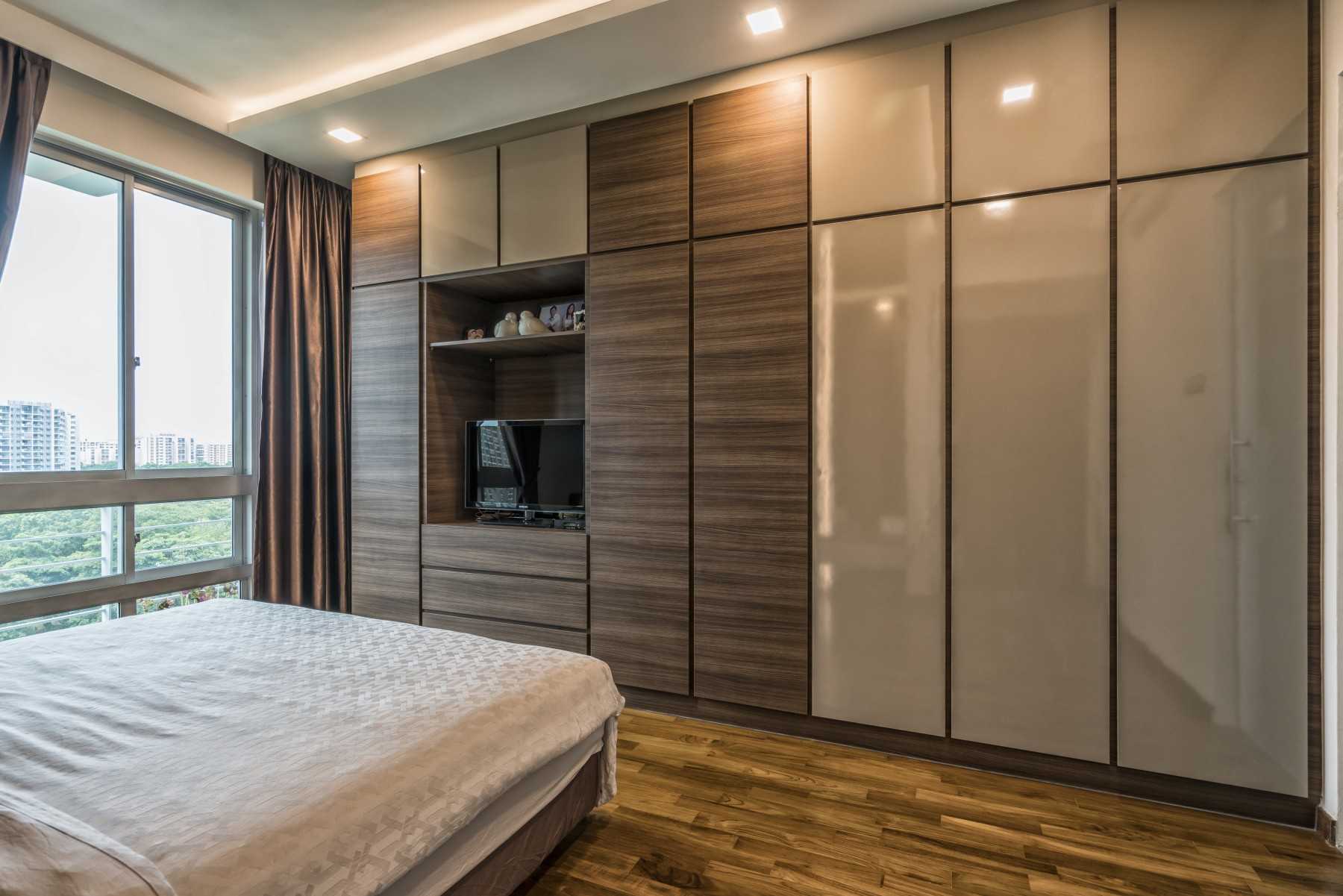 Modern Bedroom with Parquet Floor and Cove Lighting