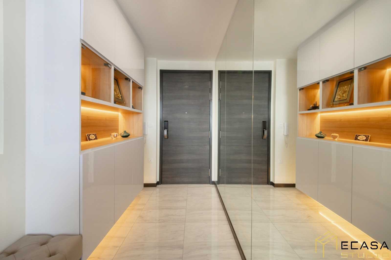 Modern Foyer with Artwork and Console Table