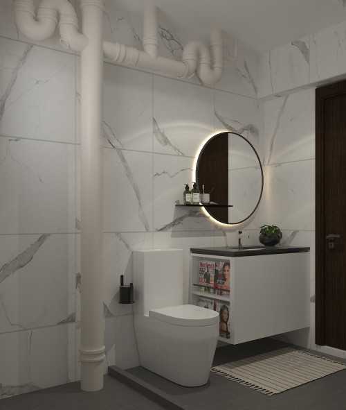 Modern Bathroom at Illustration Drawings for a resale HDB Apt @ Edgefield Plain.