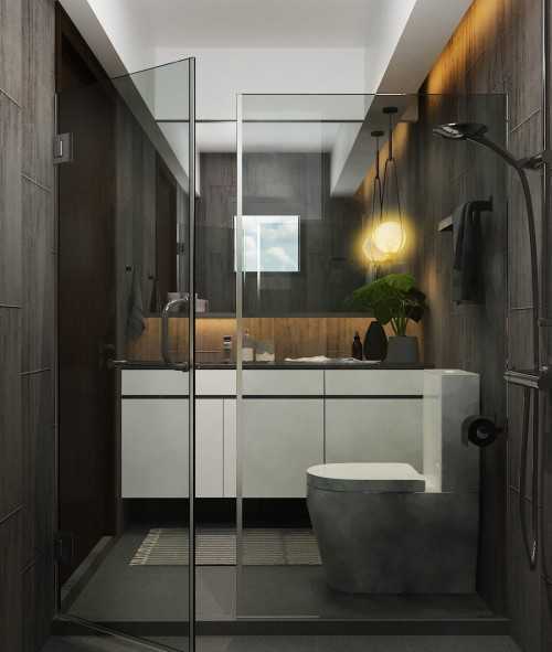 Modern Bathroom at Illustration Drawings for a resale HDB Apt @ Edgefield Plain.
