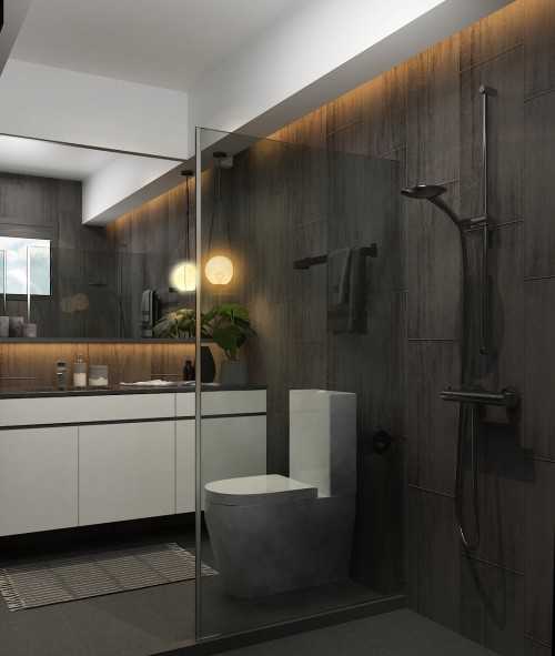 Modern Bathroom at Illustration Drawings for a resale HDB Apt @ Edgefield Plain.