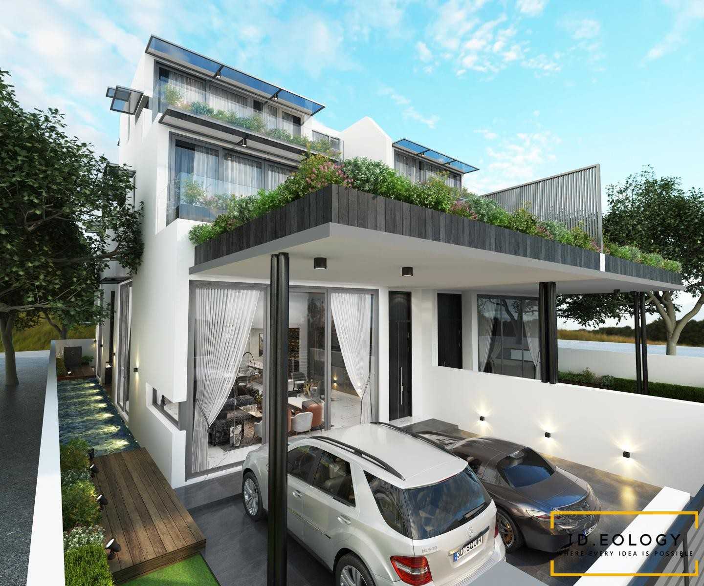 Contemporary Courtyard with Homogeneous Tiles and Herringbone Tiling
