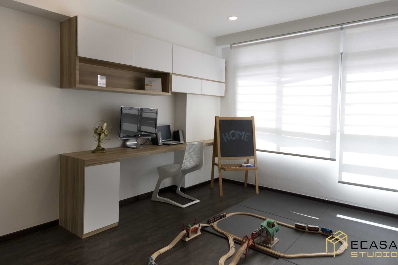 Modern Study with Bookshelf and Desk Chairs