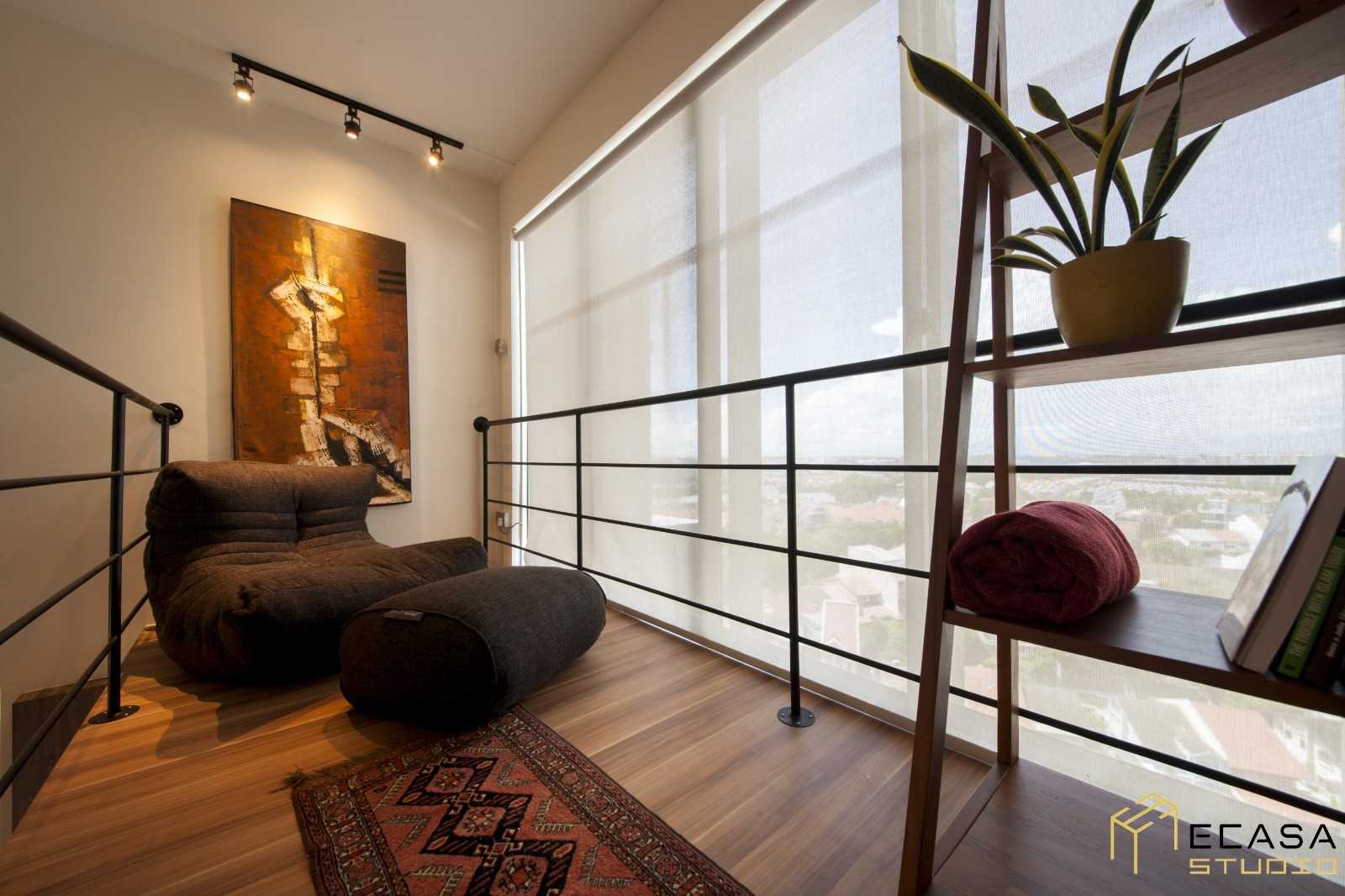 Industrial Mezzanine with Loft and Bedside Table