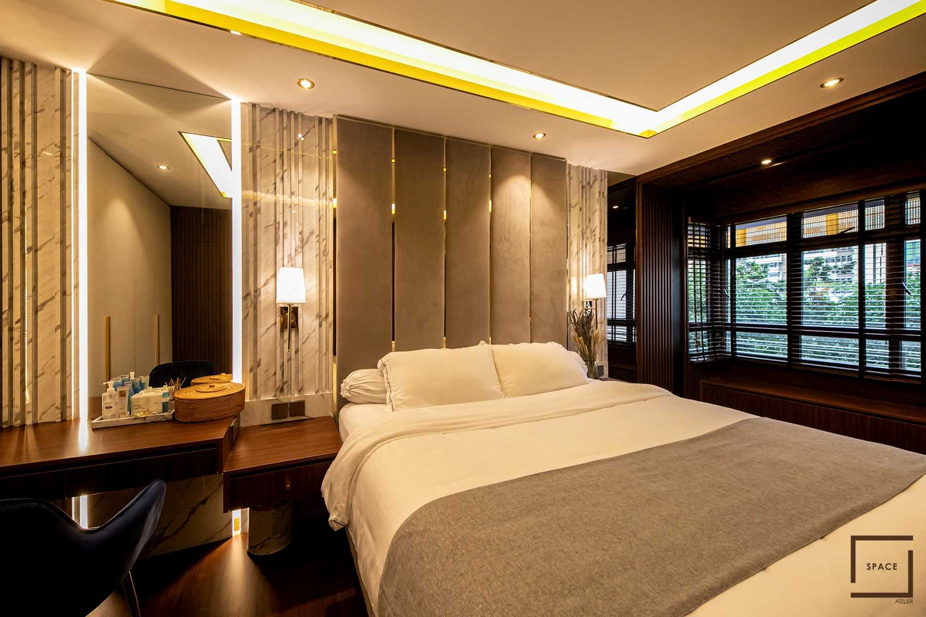 Modern Bedroom with Cove Lighting and Ceiling Light