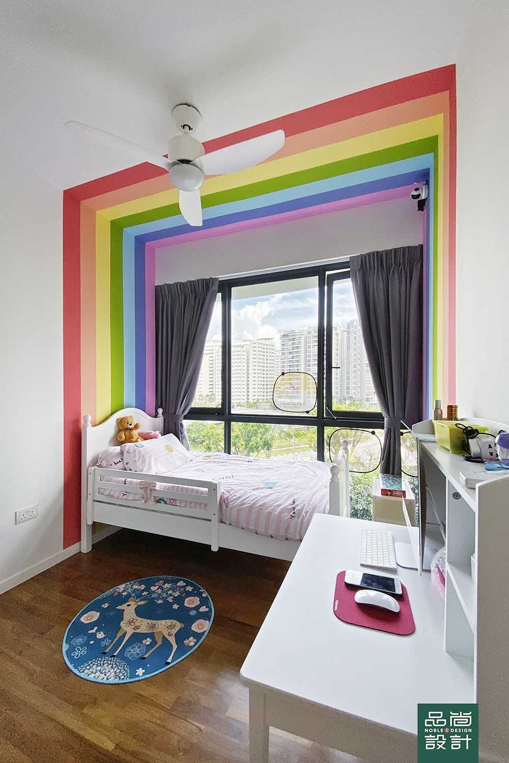 Asian Bedroom with Parquet Floor and Wood Flooring