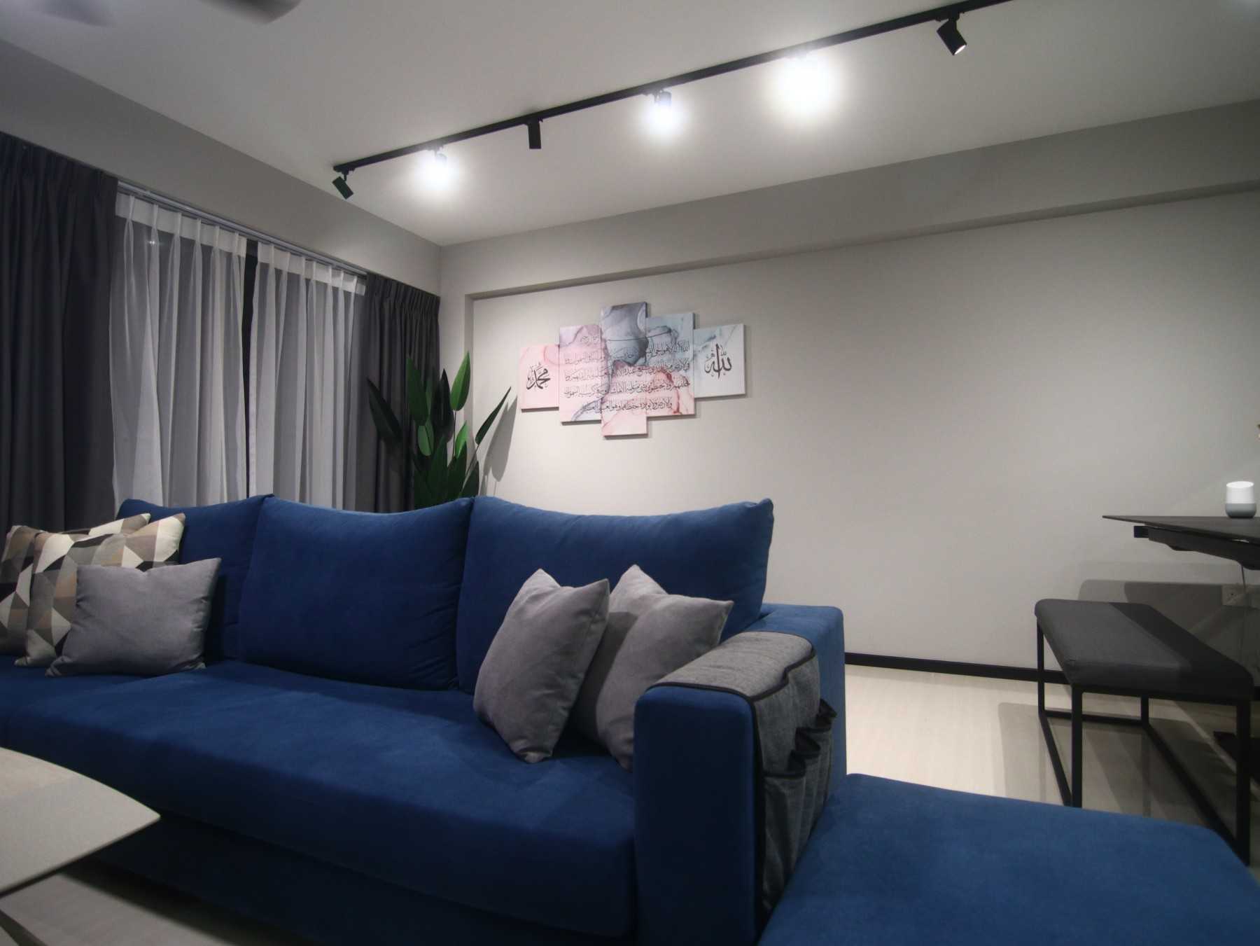Contemporary Living Room with Feature Wall and Sofa