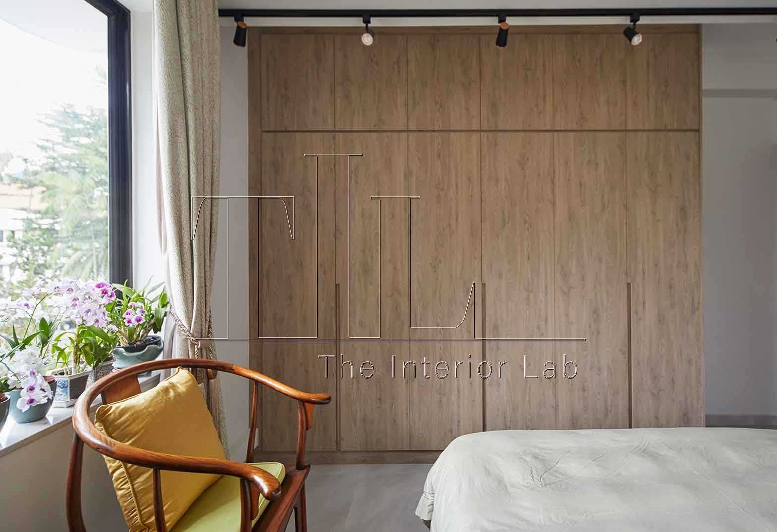 Asian Bedroom with Bay Window and Wardrobe