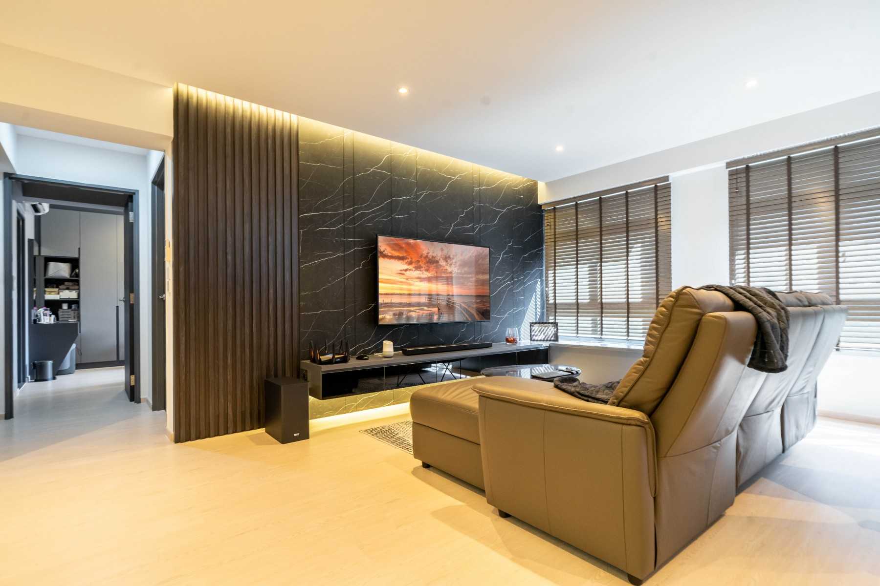 Modern Living Room with Settee and Vinyl Flooring