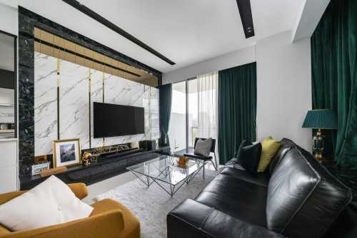 Modern Living Room at One North Residences