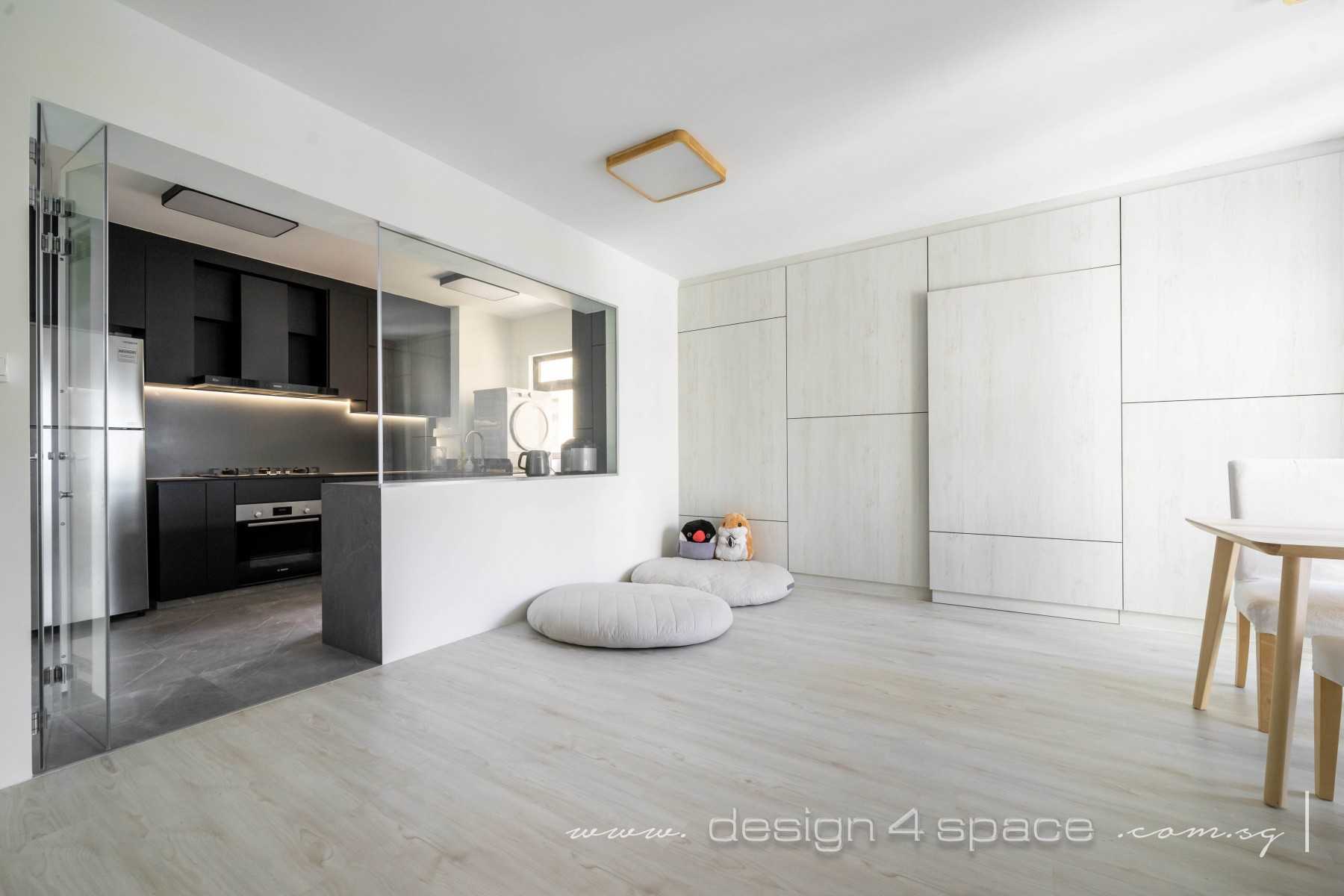 Minimalist Kitchen with Vinyl Flooring and Open Kitchen