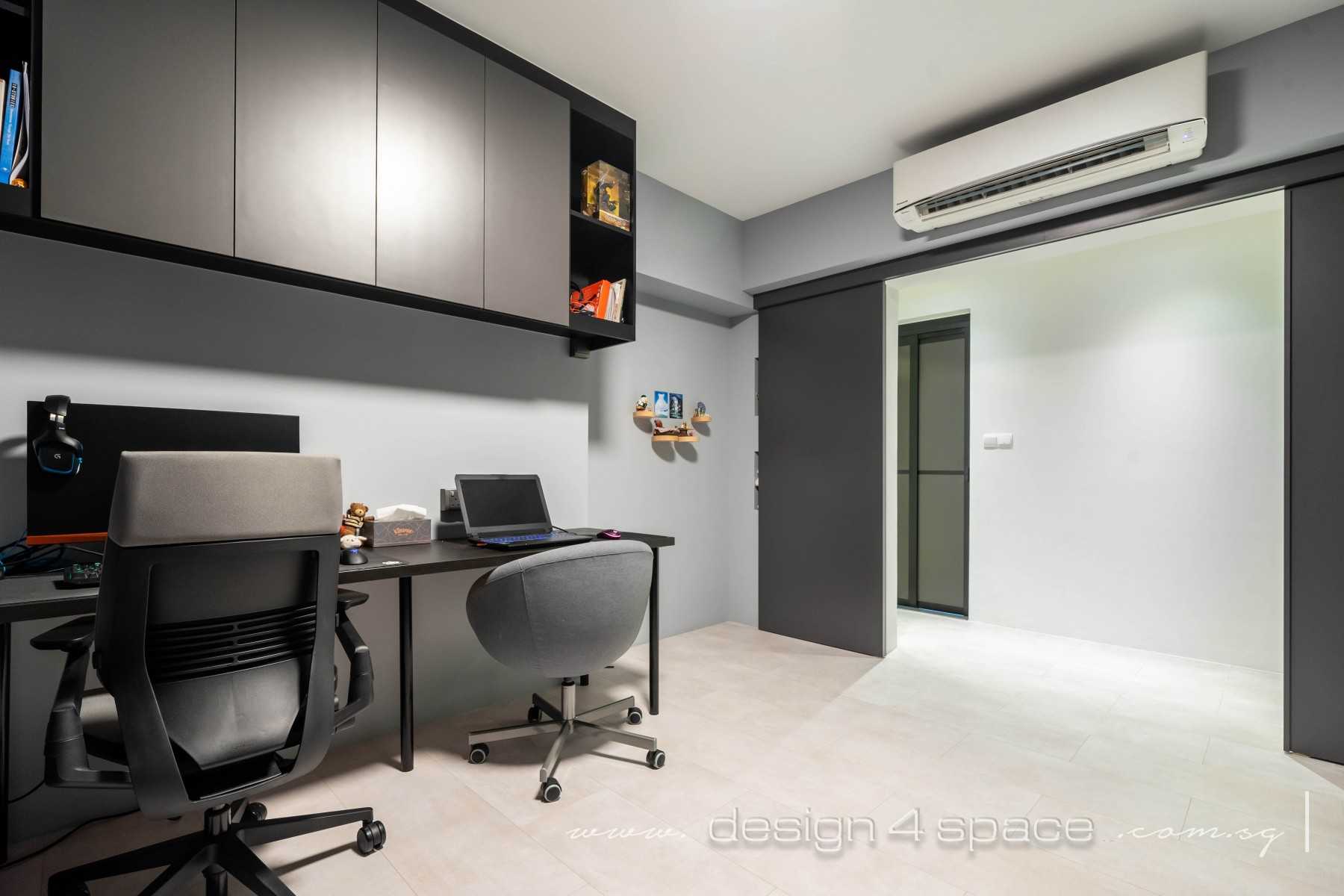 Minimalist Office with Bookshelf and Desk