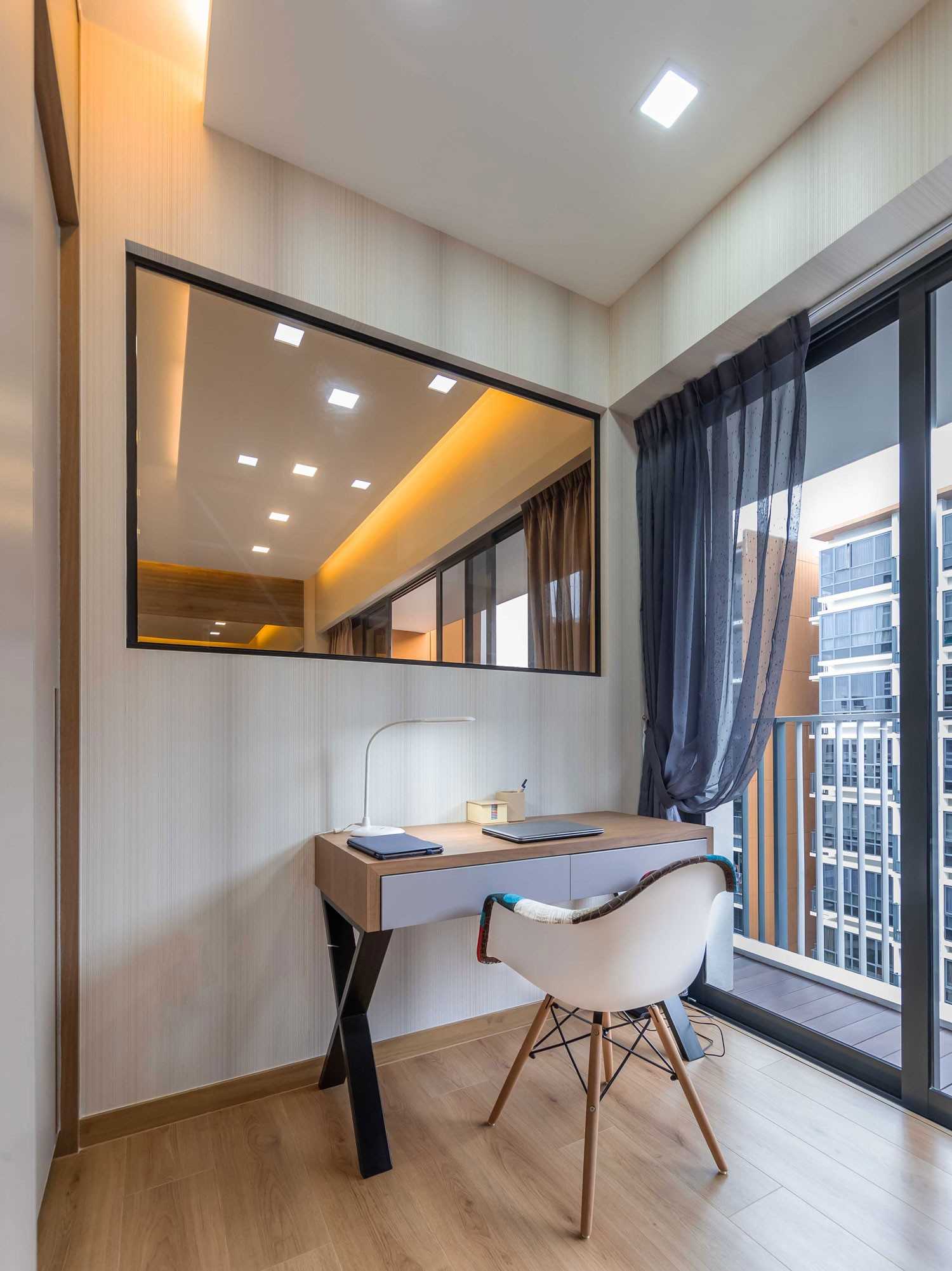 Modern Study with Cove Lighting and Downlights