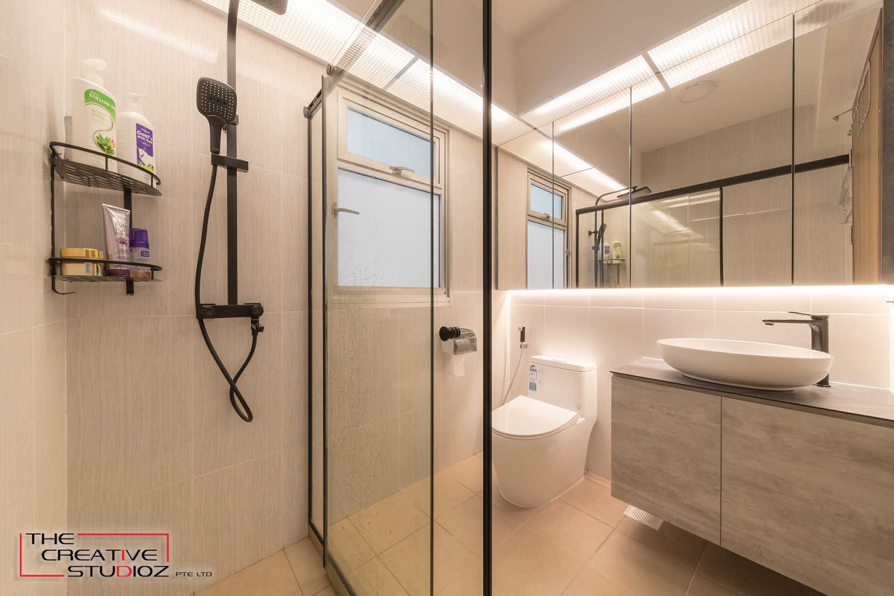Scandinavian Bathroom with Mirror and Shower Screen