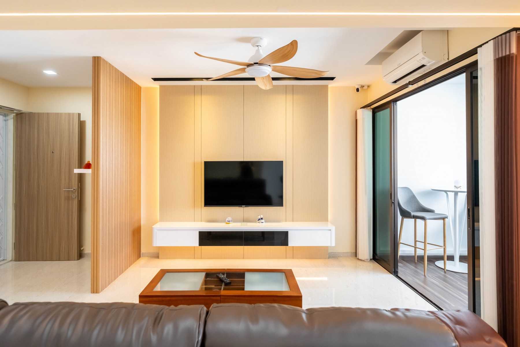 Contemporary Living Room with TV Console and Sofa