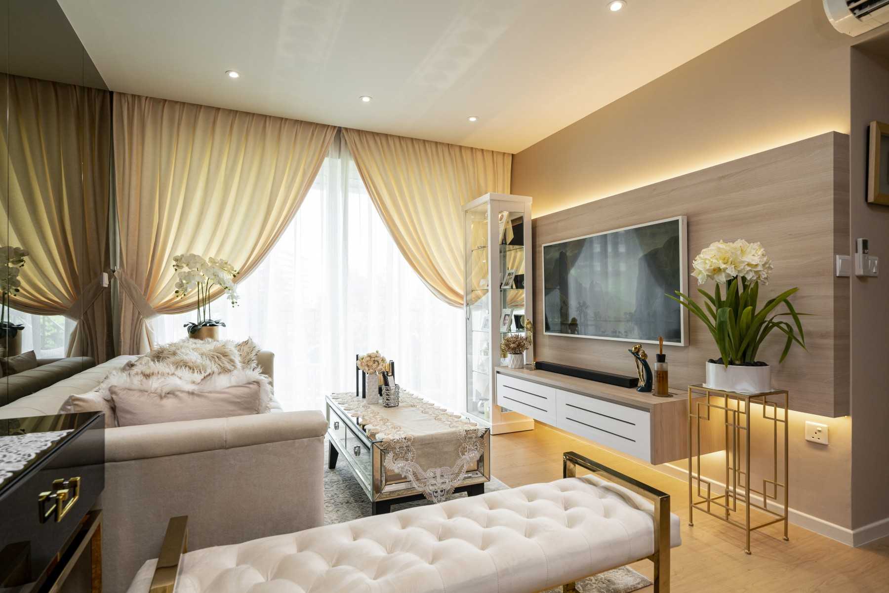 Modern Living Room with Wood Flooring and TV Console