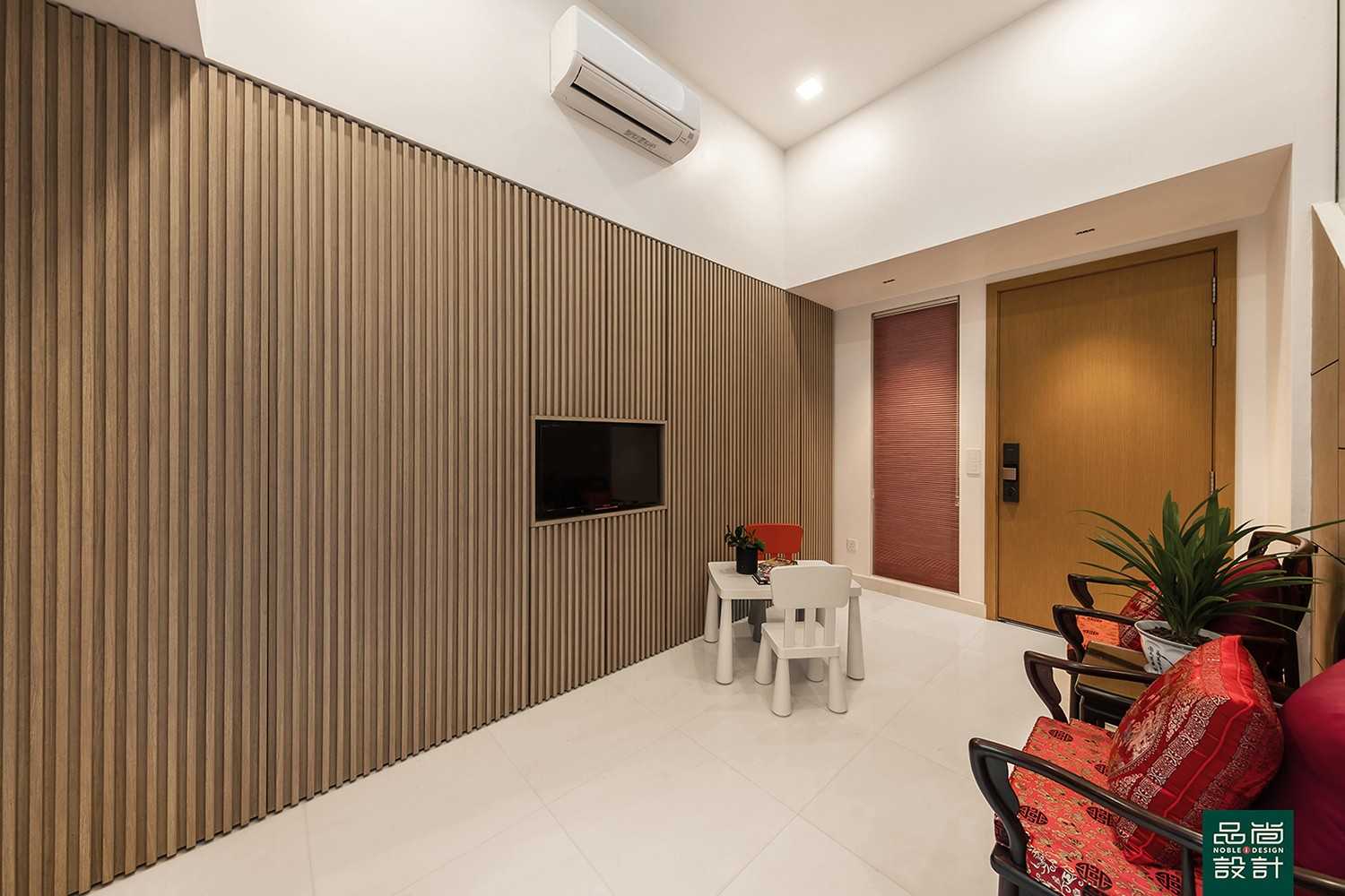 Asian Basement with Roller Blinds and Paintings