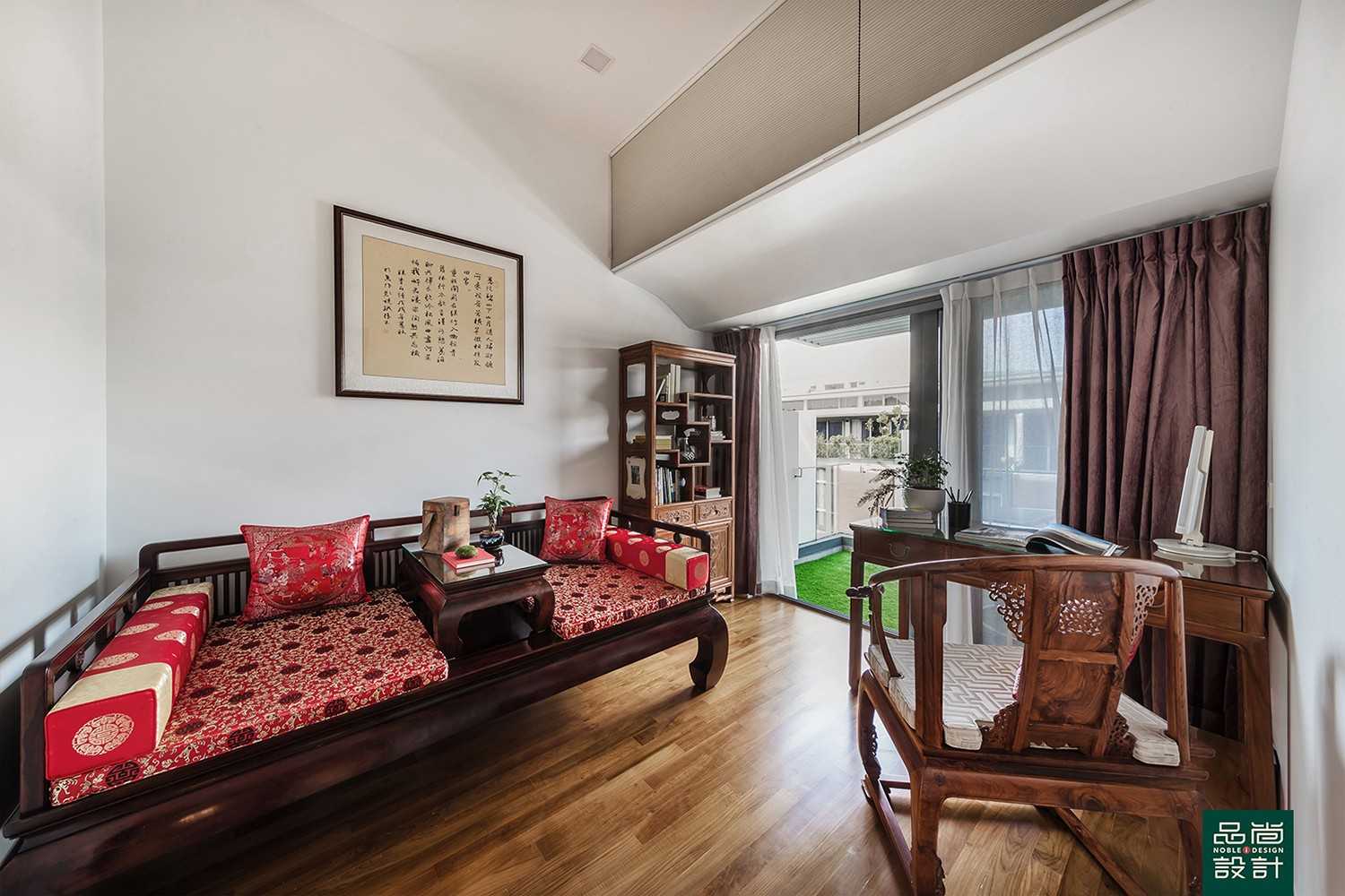 Asian Study with Curtain and Desk