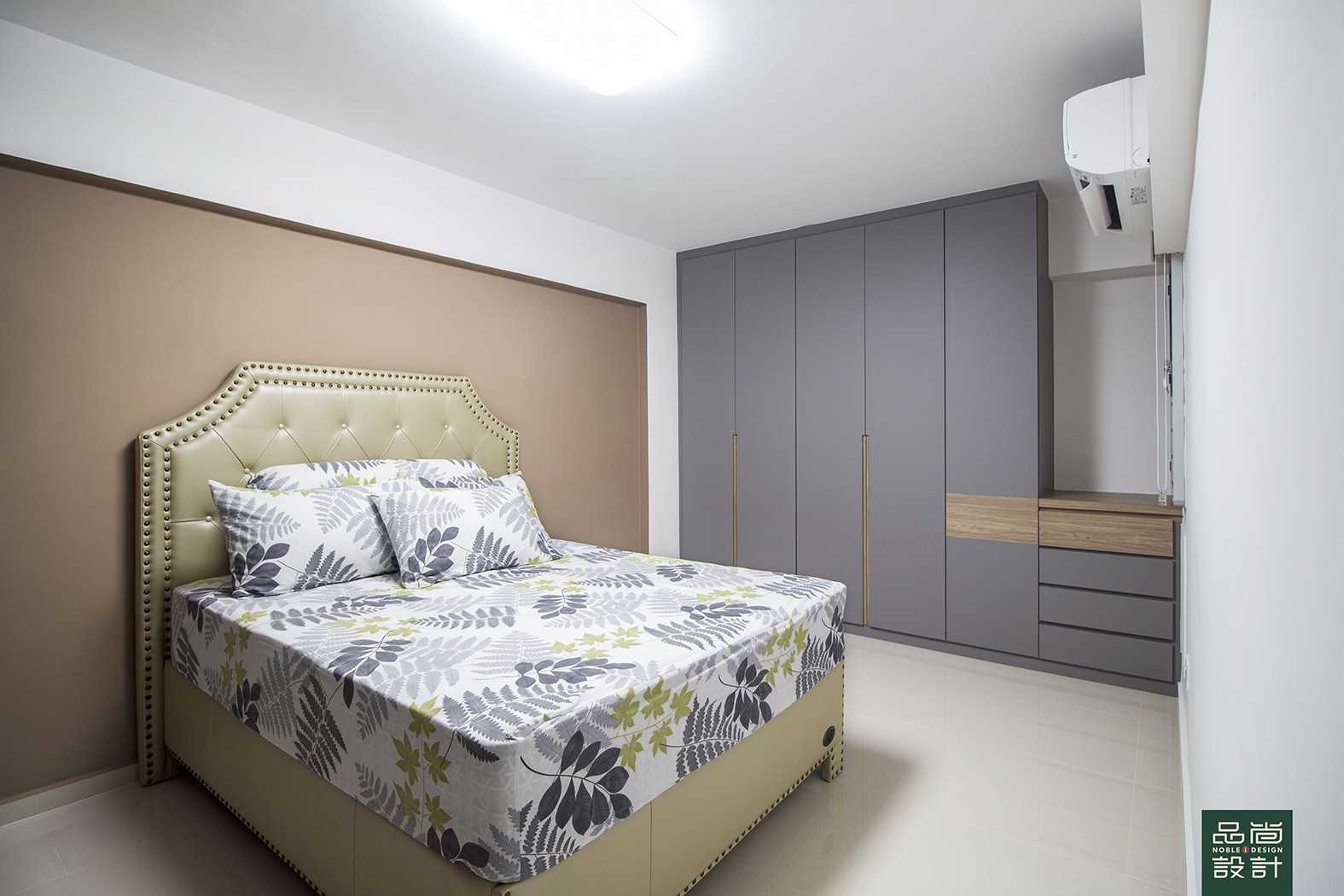 Modern Bedroom with Homogeneous Tiles and Wardrobe