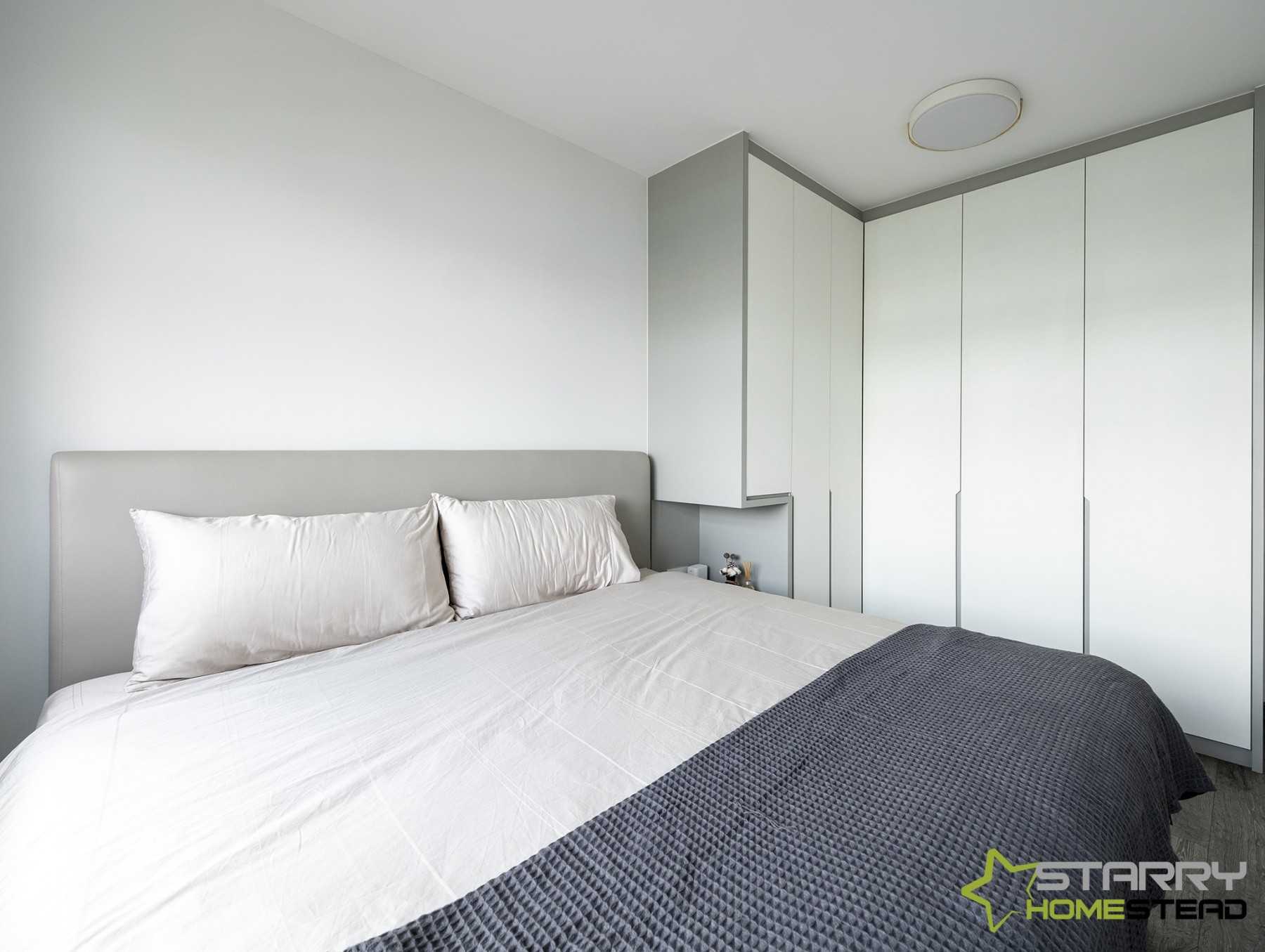Scandinavian Bedroom with Wardrobe and Queen Bed