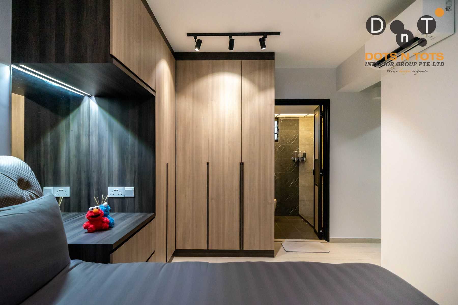 Contemporary Bedroom with Wood Flooring and Wardrobe