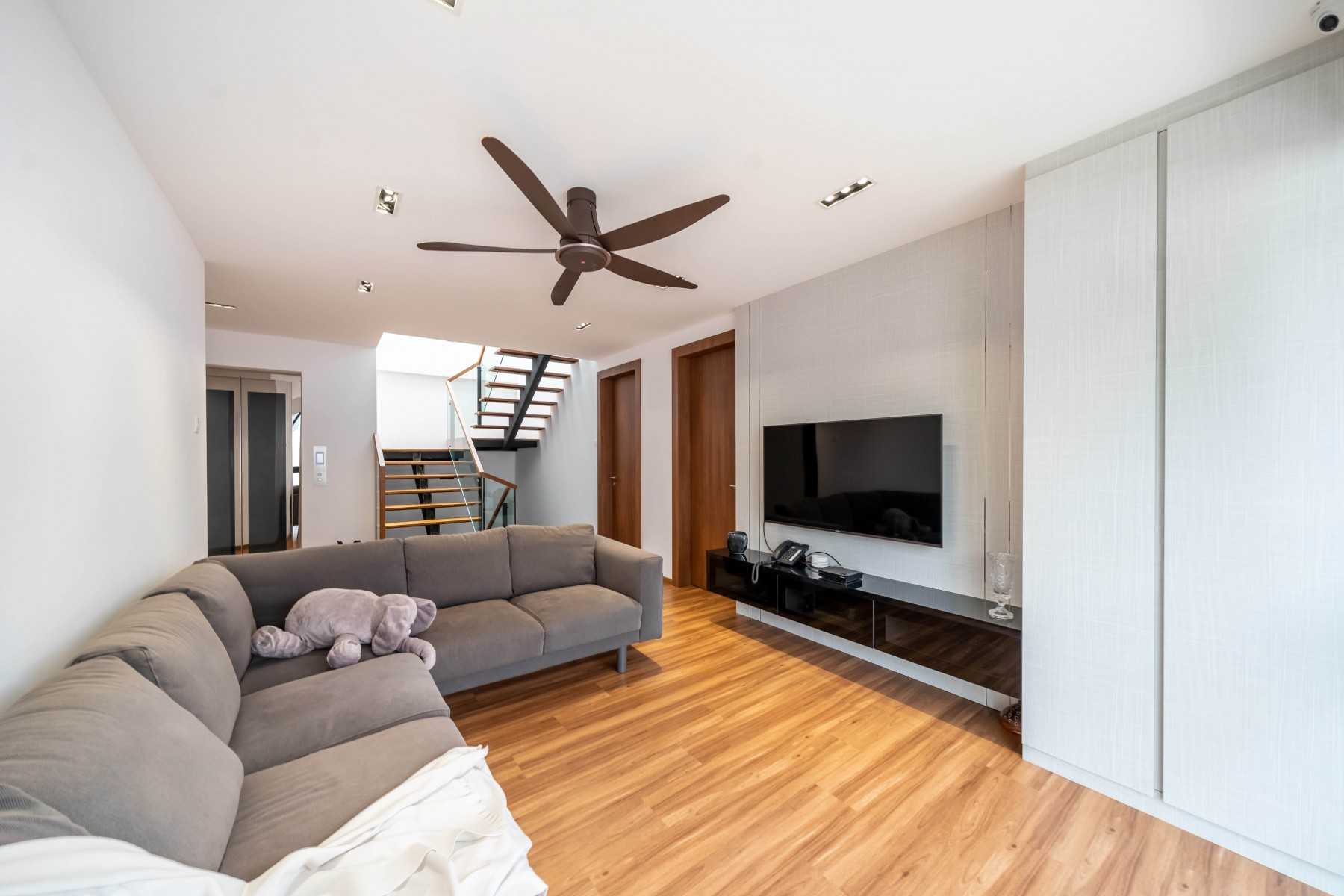 Modern Living Room with TV Console and Feature Wall