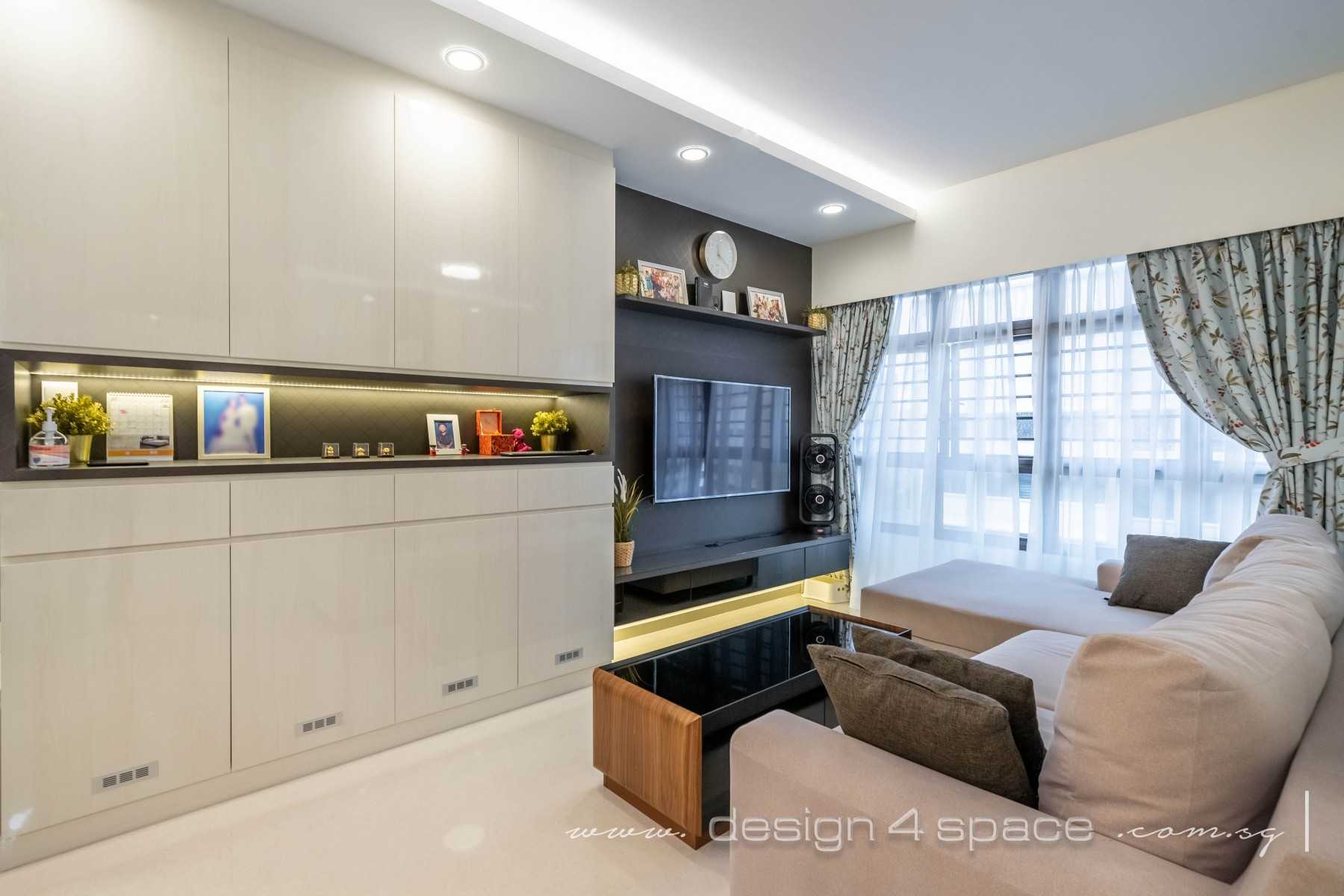 Contemporary Living Room with Feature Wall and Cove Lighting