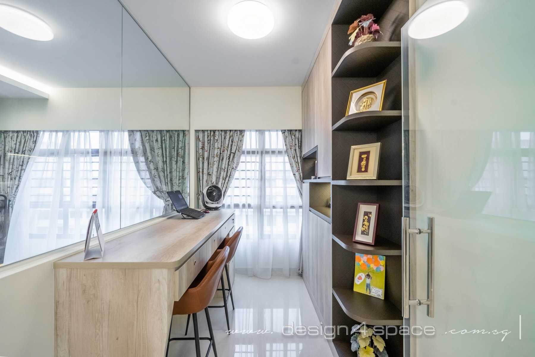 Contemporary Home Office with Bookshelf and Desk