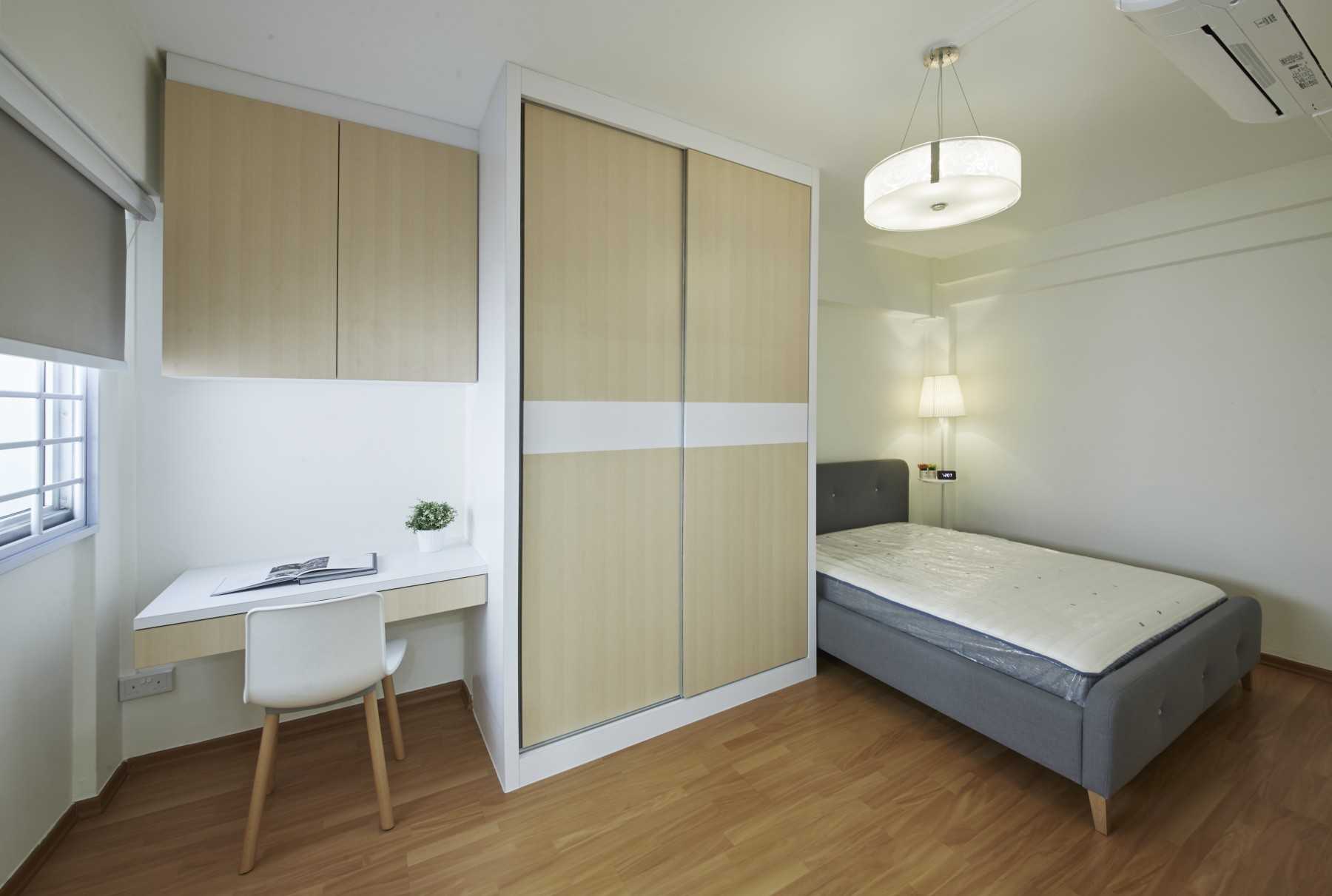 Scandinavian Bedroom with Parquet Floor and Wardrobe