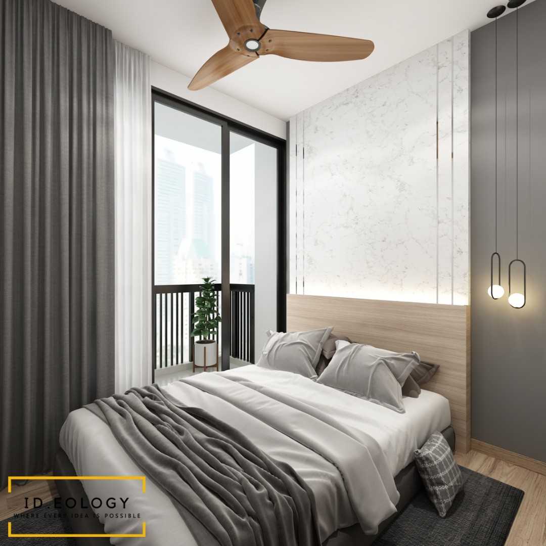 Contemporary Bedroom with Drop Ceiling and Built-in Bed