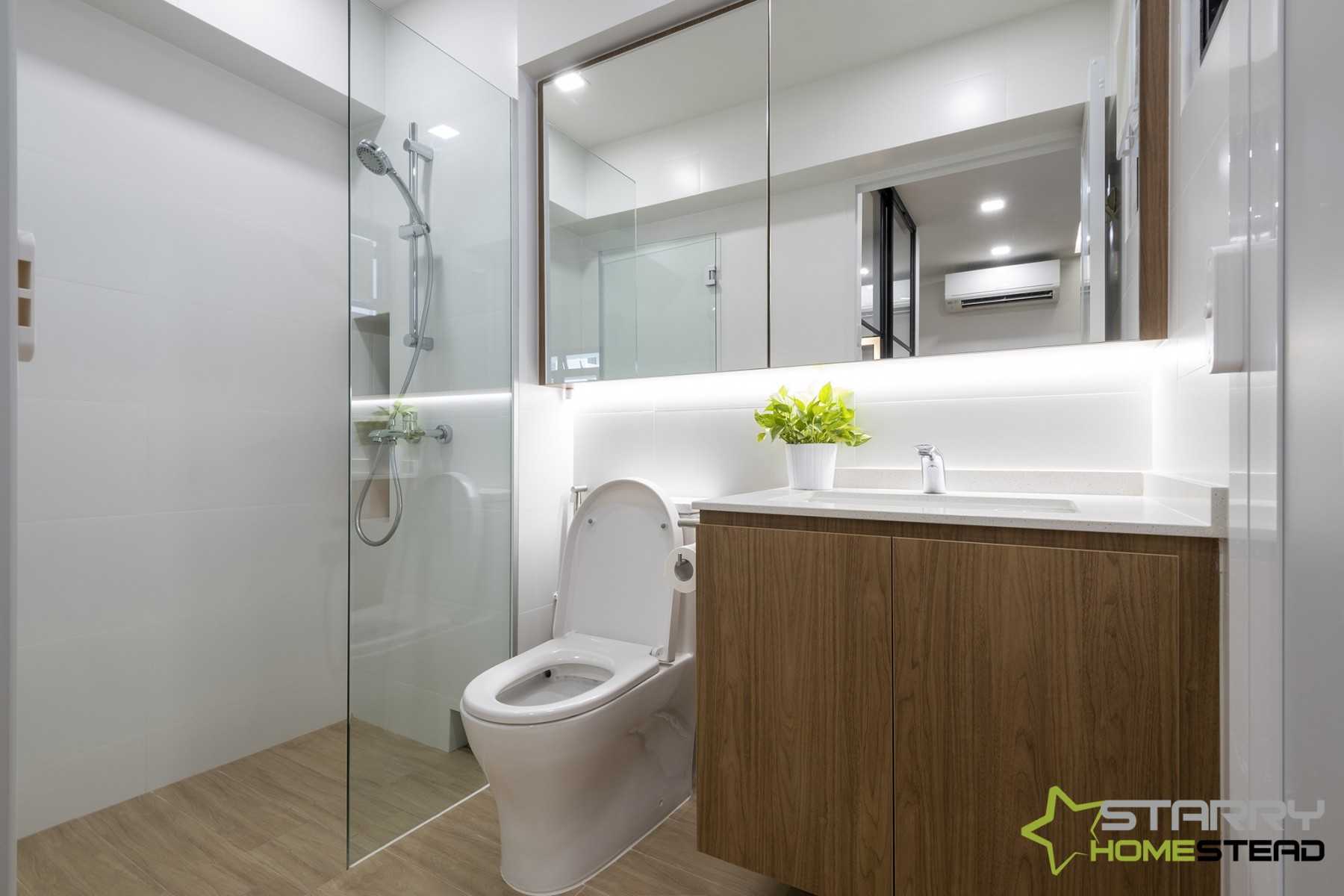 Scandinavian Bathroom with Mirror and Bathroom Mirrors