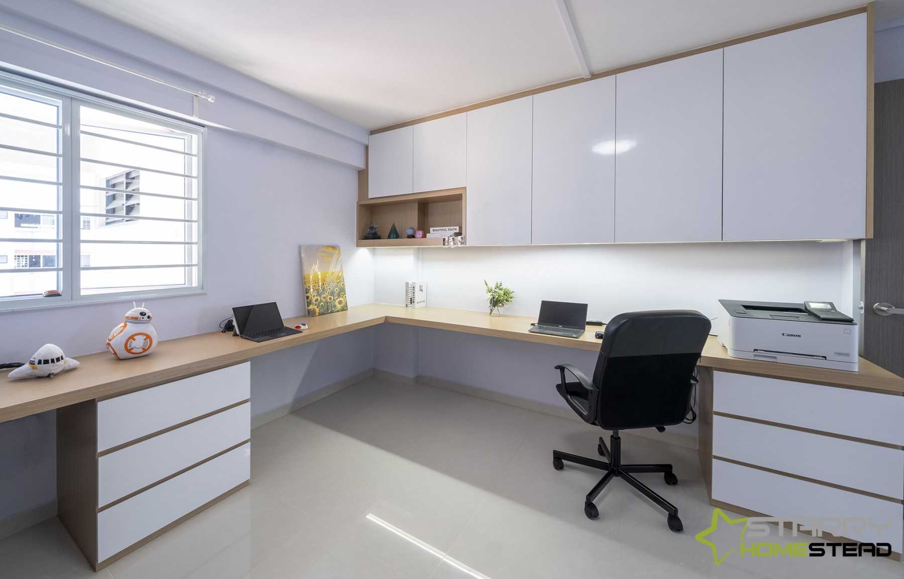 Scandinavian Study with Computer and Lighting