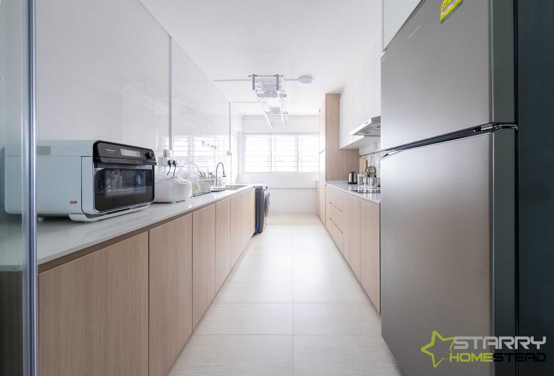 Scandinavian Kitchen with Kitchen Tap and Refrigerator